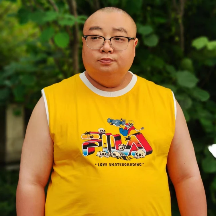 砍袖T恤自主印花T恤拼色男士运动