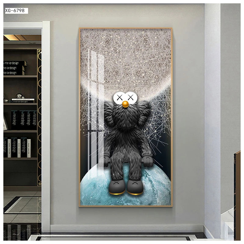 暴力熊系列-玄关走廊装饰画-高端轻奢水晶挂画-免打孔铝合金边框