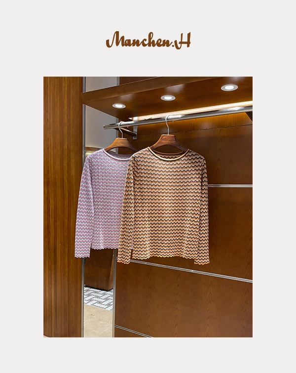 H姐曼辰“精致不渝“客订纱线波浪细孔打花针织衫-曼涵宸