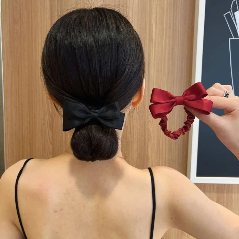非金属布艺发饰 2个可爱甜美蝴蝶结发绳女扎高马尾丸子头