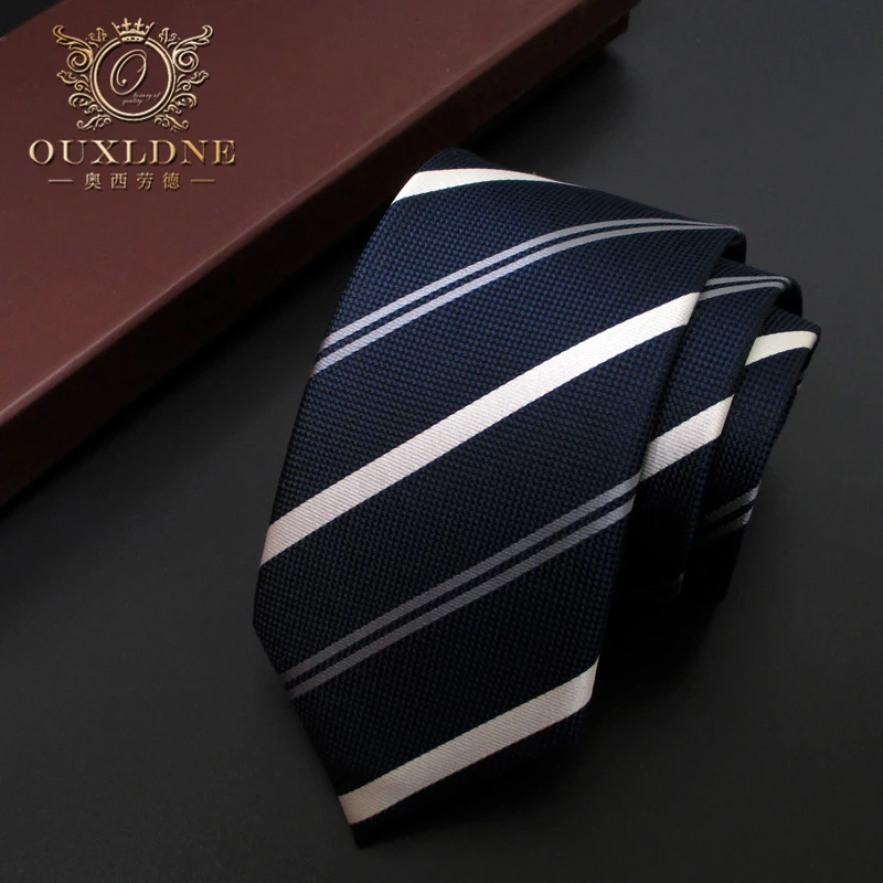 OUXLDNE  轻奢条纹男装领带商务正装时尚潮流8cm桑蚕丝领带礼盒装