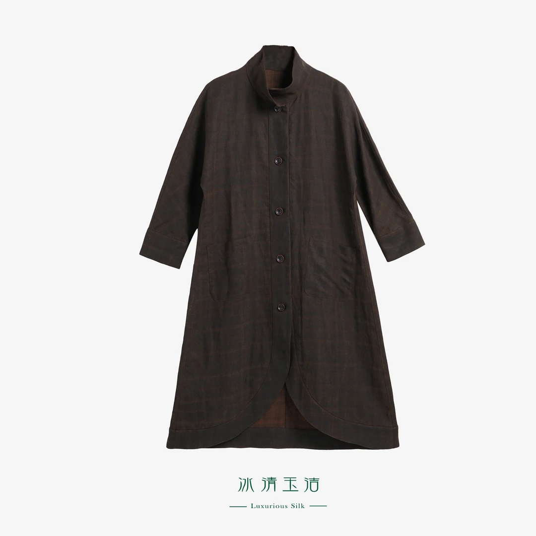 【玉洁定制】“我行其野”时尚气质复古格子连衣裙 BQYJ23080220