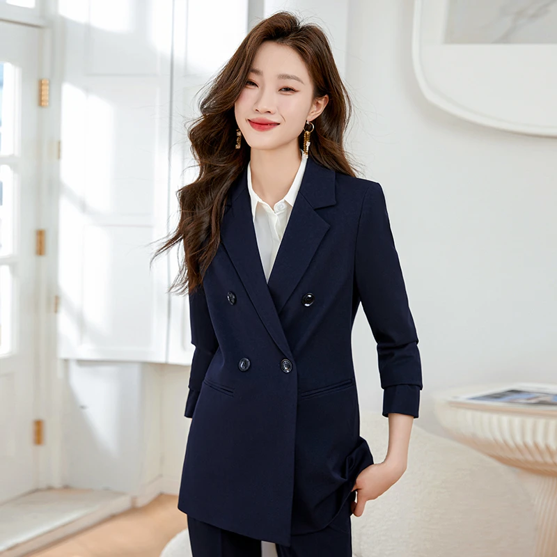 6528高端职业装女春秋长袖西装正装公务员西服商务职场工作服套装