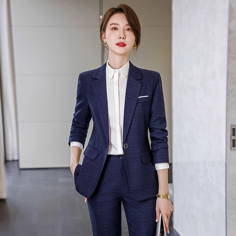 职业装女长袖西装马甲套装2023春秋女神范正装经理商务工作服861