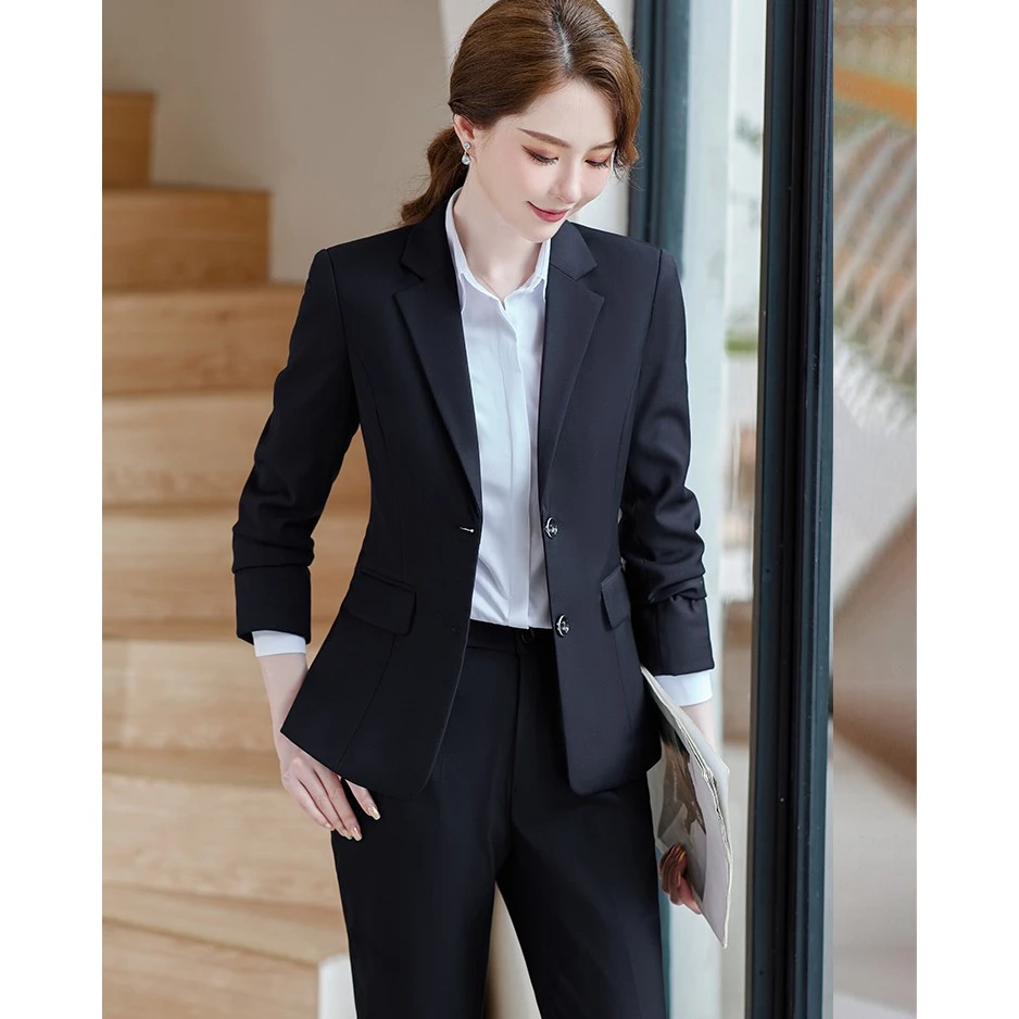 西装套装女大学生面试职场正装春秋季职业气质高端酒店前台工作服