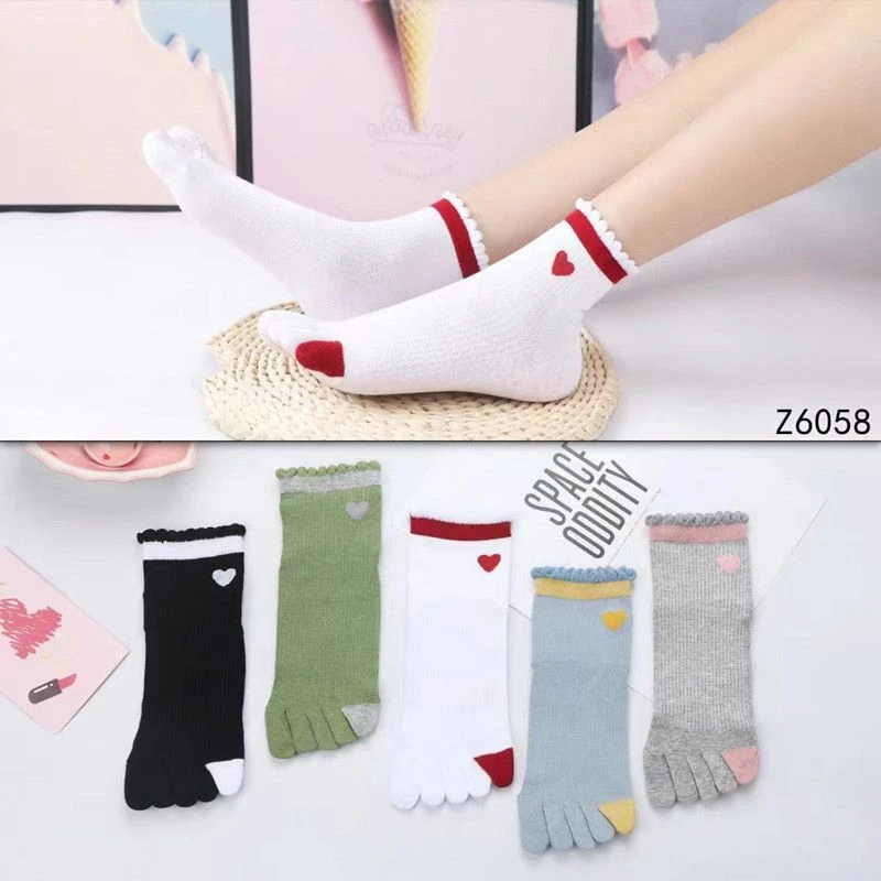 五指袜女款中筒秋冬新款清新可爱保暖网红系列休闲运动女分趾袜