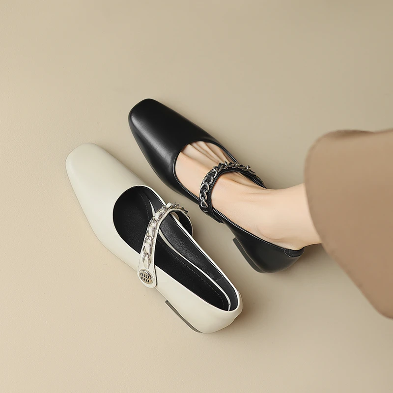 2CM，牛皮女单鞋温柔百搭玛丽珍鞋复古休闲鞋粗女方复古粗跟玛丽珍