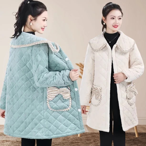 2025冬季新款保暖罩衣长袖外套女大人四川省服加绒加厚夹棉外穿