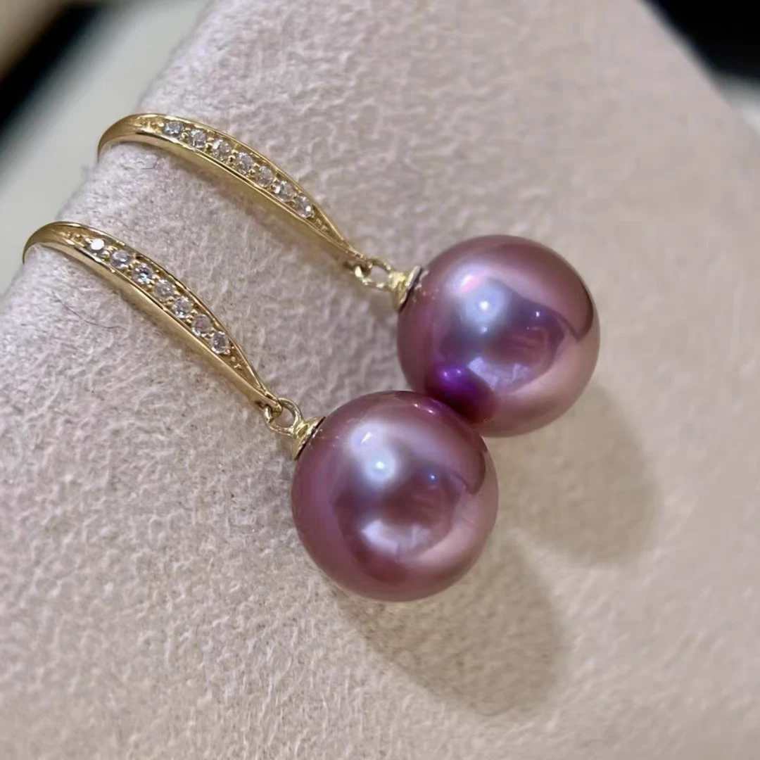 【远山黛】淡水龙珠耳钩12-13mm紫珠耳钩