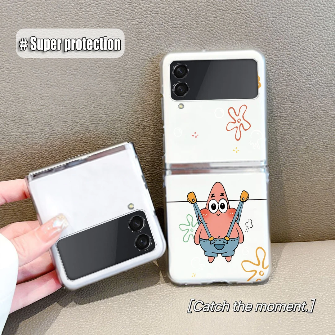 三星zflip3手机壳SM-F7110海绵宝宝折叠屏翻盖卡通可爱zflip3潮流