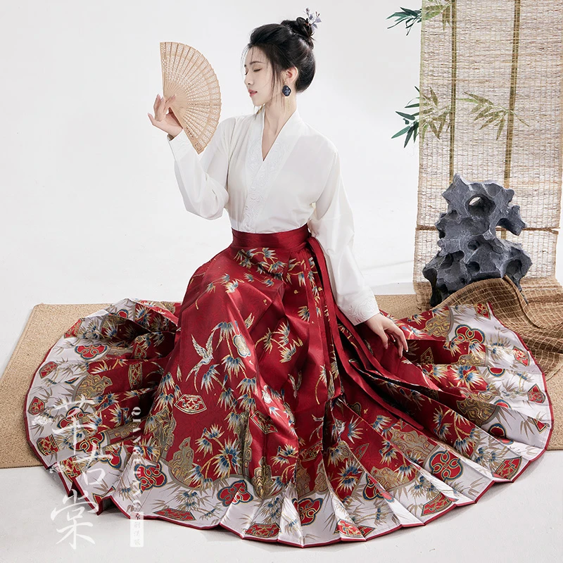 芊古棠原创【竹月】重工织金妆花马面裙明制汉服织金妆花春夏新款