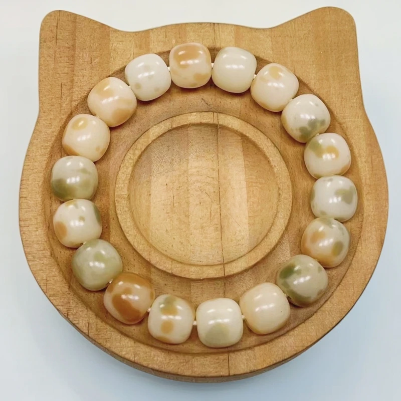 天然缅料菩提雨落樱花绕指柔文玩