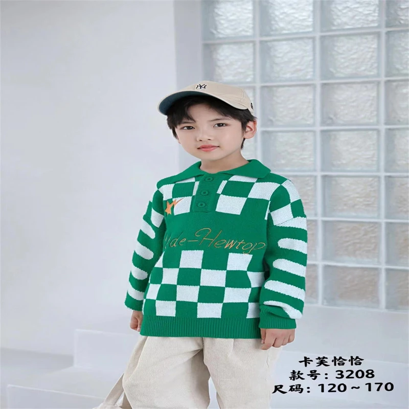 416儿童时尚休闲翻领套头针织POLO衫-3208