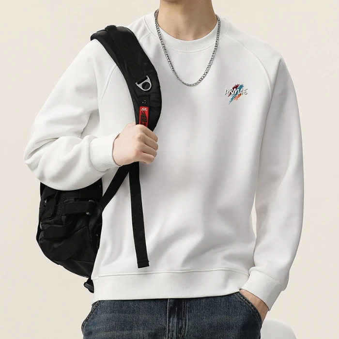 春秋款长袖上衣服男装秋季套头无帽卫衣男士圆领休闲百搭印花外套