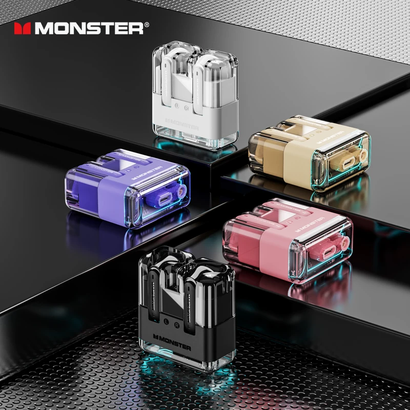 MONSTER魔声XKT12蓝牙耳机高端开放式机舱降噪透明HIFI音质运动