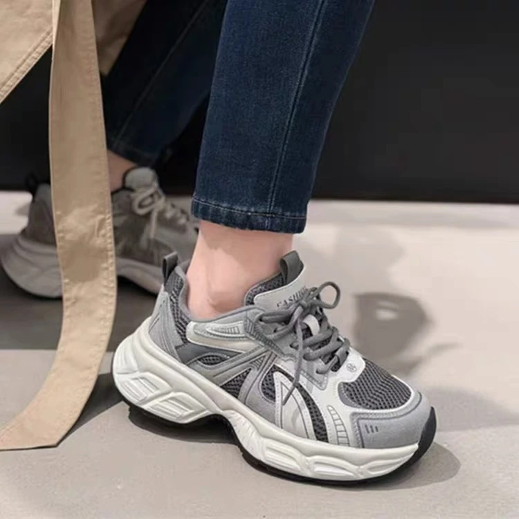 狂走不累~小众设计加绒2024秋冬新款真皮百搭低帮运动老爹鞋旅游