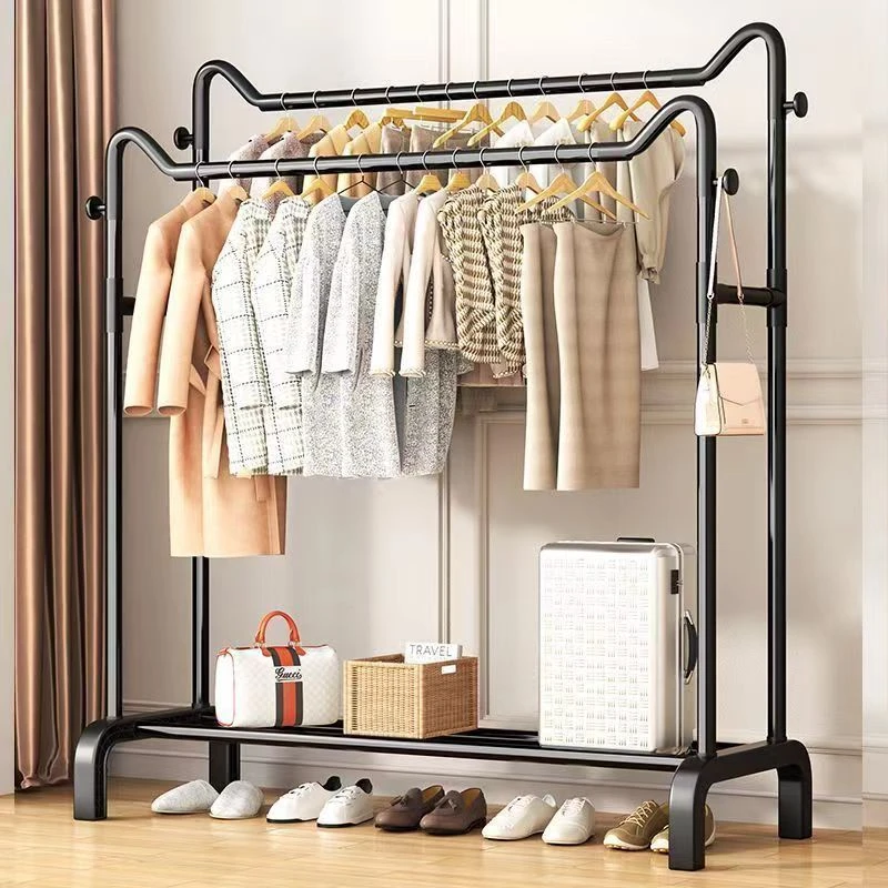 【双杆晾衣架】家用简易衣帽架落地简约双层晒衣架室外挂衣架