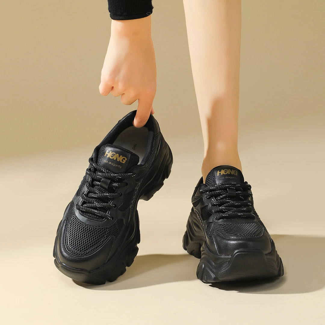 红蜻蜓秋季新款网面运动鞋厚底百搭轻便女鞋防滑休闲鞋透气低帮鞋