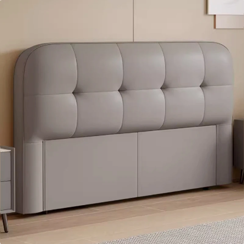 2024新款奶油风生态真皮一体落地床头软包靠背板单买超薄可定制