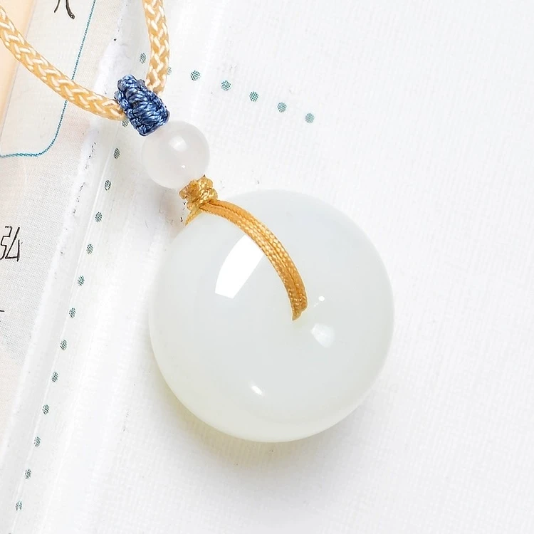 （25mm）金丝玉平安扣天然原石吊坠男女同款白色锁骨平安扣吊坠纹理