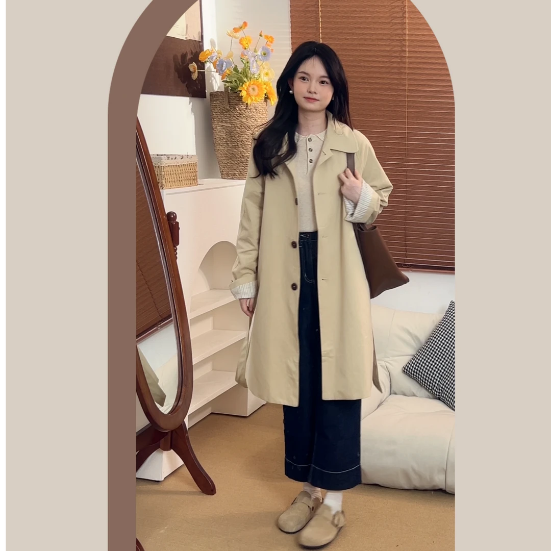 夏夏家～小个子秋天的韩系风衣外套氛围感大衣时尚潮流百搭07
