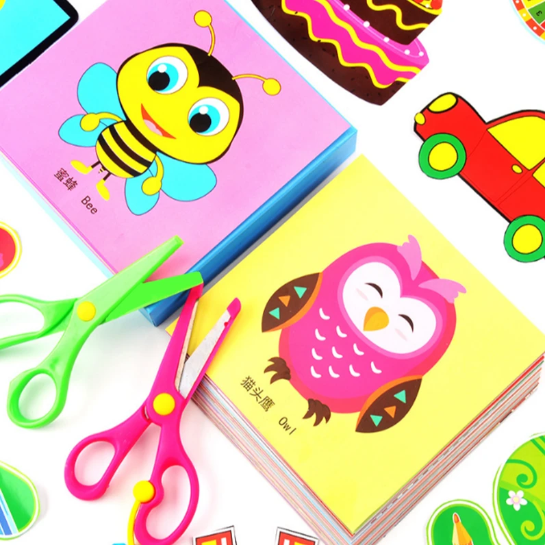 幼儿园手工制作彩色涂鸦剪纸画大全套盒装小孩童立体折纸DIY材料