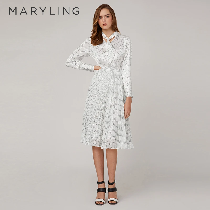 MARYLING玛俪琳夏季优雅奶白时尚波尔卡圆点荷叶边衬衫A1CCW26450