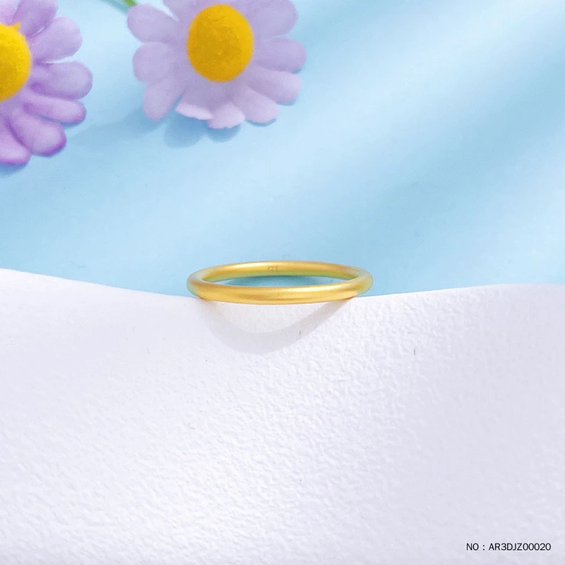 足金古法面素圈戒指