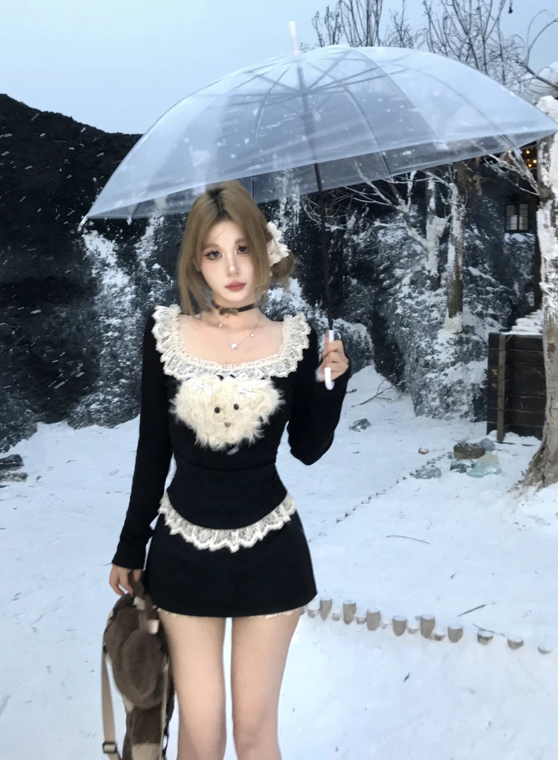 【辣欲甜宠】慵懒风针织上衣毛毛开衫显瘦短款辣妹风设计感秋冬打底