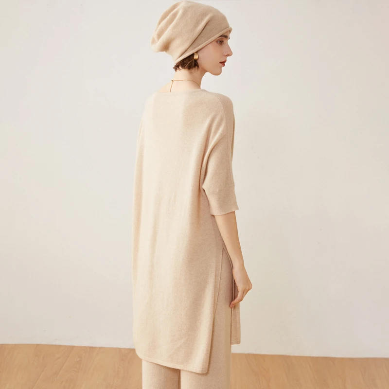 草原兴发云朵系列100山羊绒宽松版7分袖长裙