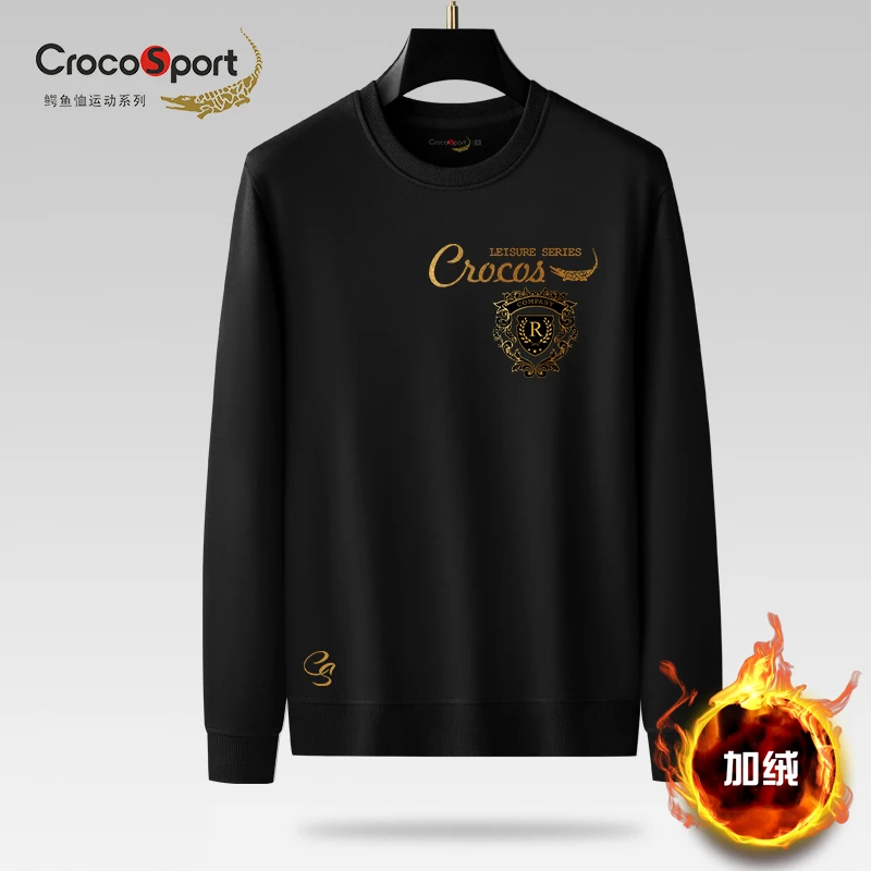 Crocosport鳄鱼恤圆领男士卫衣套头印花上衣运动男装秋季长袖5003