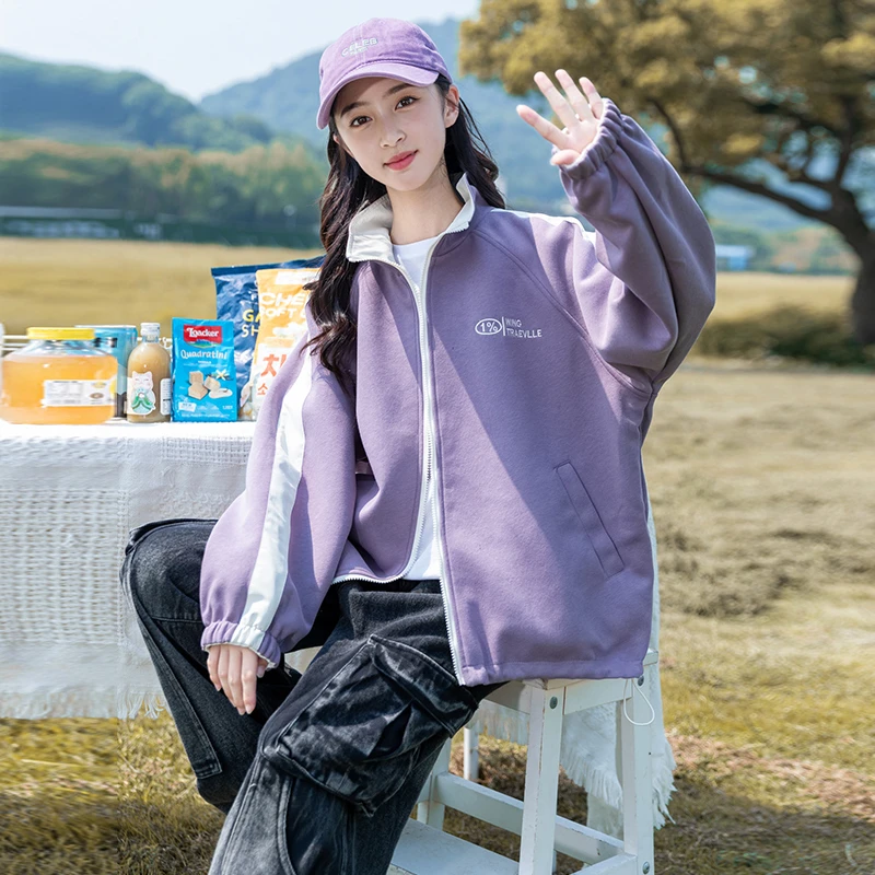 女童外套春秋两面穿2025新款秋装中大童洋气网红秋季连帽时髦上衣