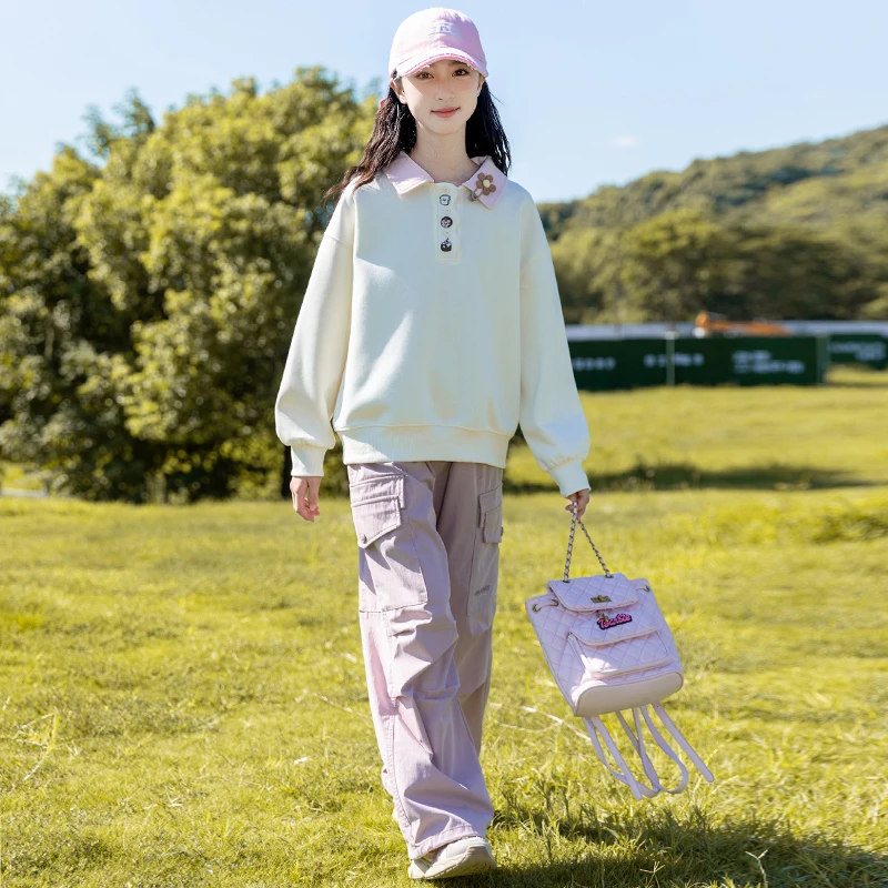 卫衣女童春秋2025新款秋装polo领运动休闲上衣女大童网红炸街衣服