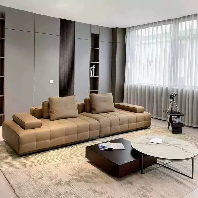 2.8米劳伦斯直排头层牛皮沙发意式极简客厅别墅大平层奢华高