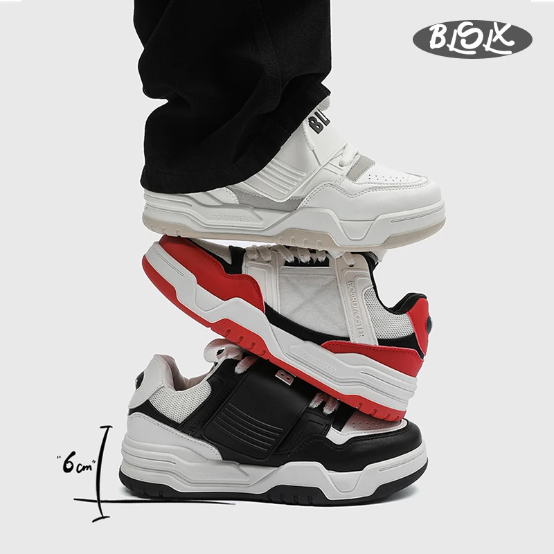 隐形内增高6 cm鞋子男2025新款运动休闲鞋情侣百搭魔术贴面包鞋女