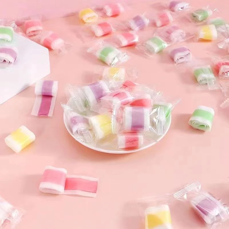 果c卷五彩绳怀旧水果软糖网红小时候零食糖果果汁小包装散装DR