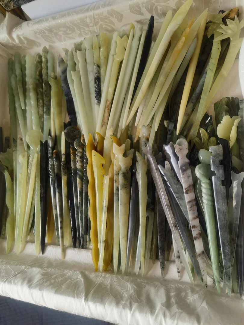 直播用天然石发簪配件古风手工网红随机混发随机款式随机颜色一只