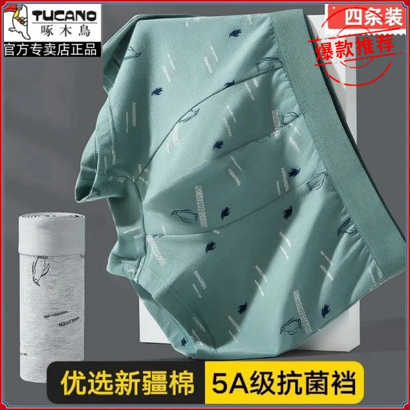 啄木鸟男士内裤男款四角全棉纯棉青少年学生裆抗菌男生平角男式短