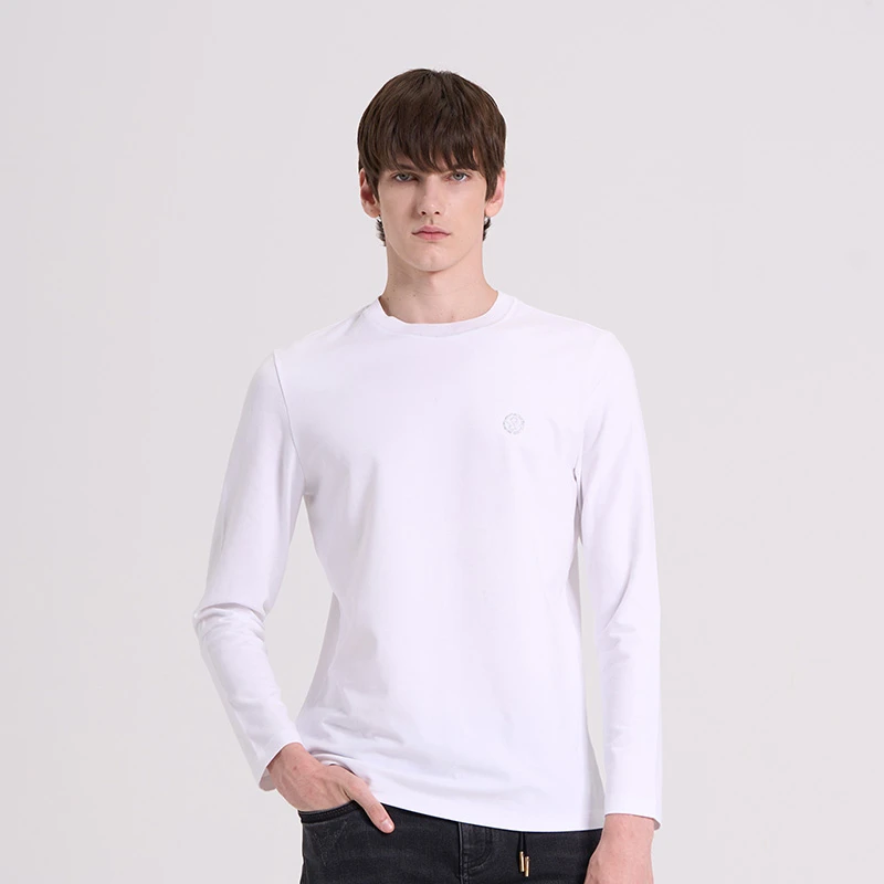 RARE威雅男装秋冬新款黑白两色圆领长袖T恤