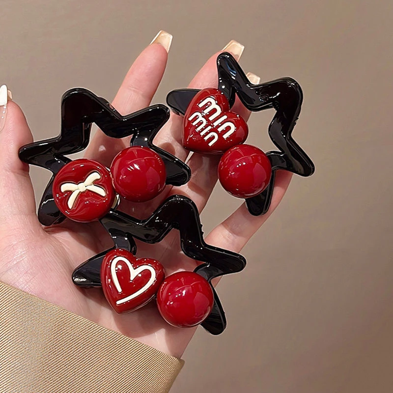 优雅五角星高马尾抓夹女2024可爱高端头饰半扎发鲨鱼夹发夹后脑勺