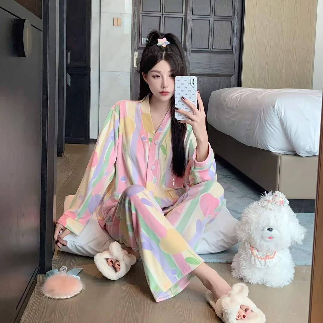 【法式爱心】超柔海岛绒加绒秋冬宽松睡衣女士甜美舒适家居服