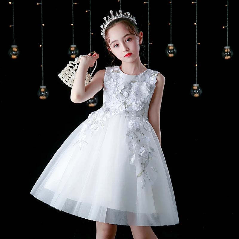 儿童礼服夏季新款女童连衣裙小女孩走秀花童主持表演蓬蓬纱公主裙