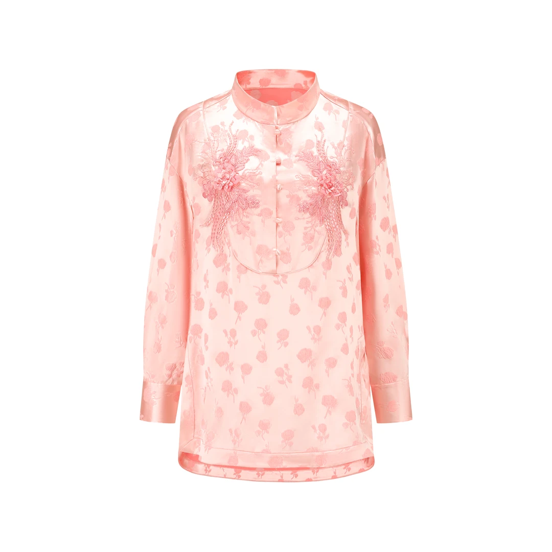 【张羽推荐】设计师品牌JADE玉琼  2024春夏新款粉色衬衫小衫