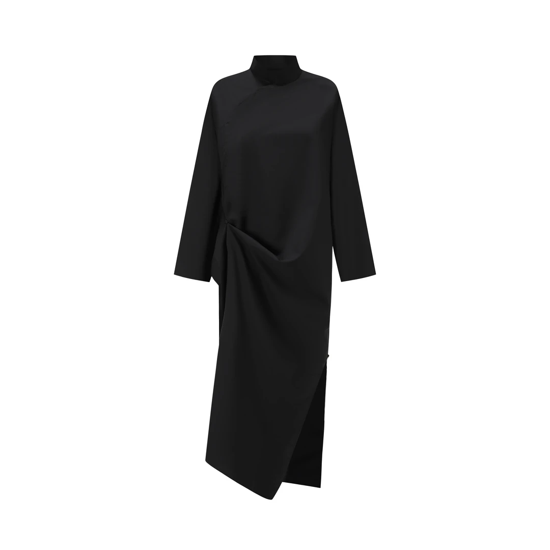 【张羽推荐】设计师品牌JADE玉琼 2024秋新款黑色连衣裙