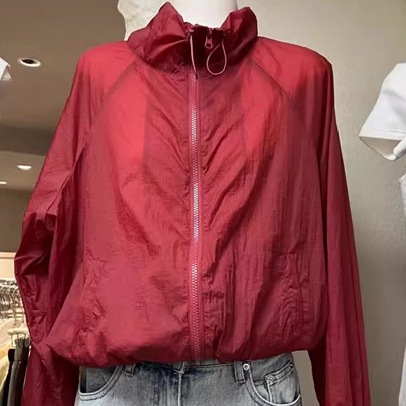 清透风防晒外套女夏季薄款2025新款宽松简约纯色立领空气感上衣潮