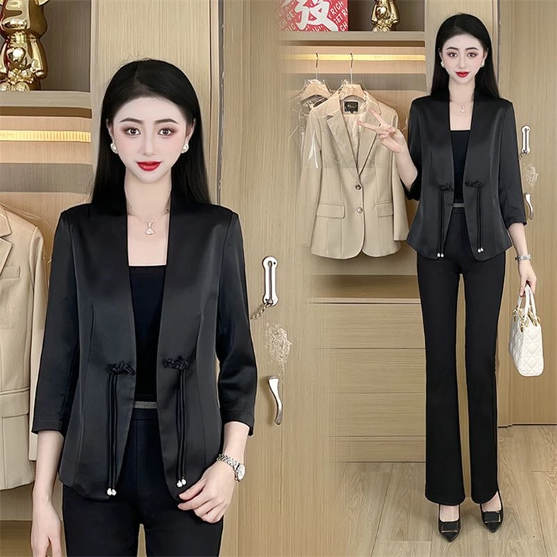 新中式国风小西服外套女2025新款高级复古气质时尚国潮盘扣小西装