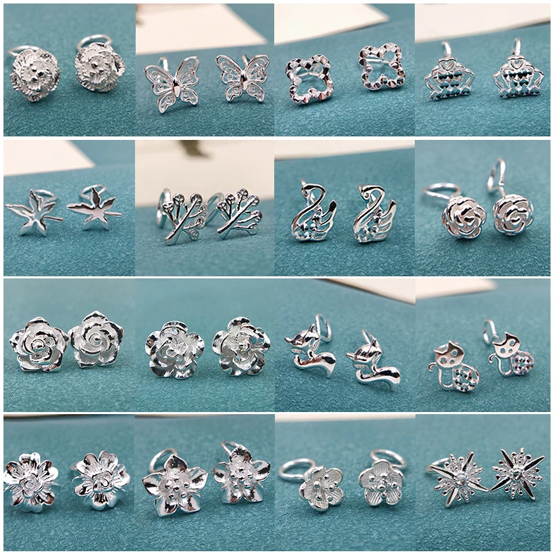 S999纯银耳钉女养耳洞气质耳环清新小巧睡觉不用