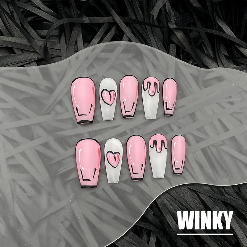 【WINKY 桃屁屁】W163 纯手工穿戴甲片 WINKY 荷芳美甲饰品穿戴甲片