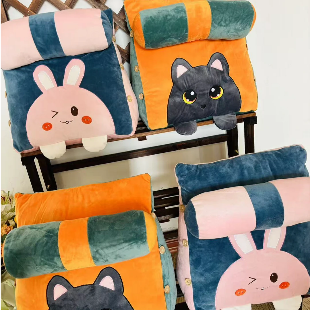 超萌卡通刺绣超透靠垫靠枕靠背垫腰枕靠腰可爱神器学生可拆久坐
