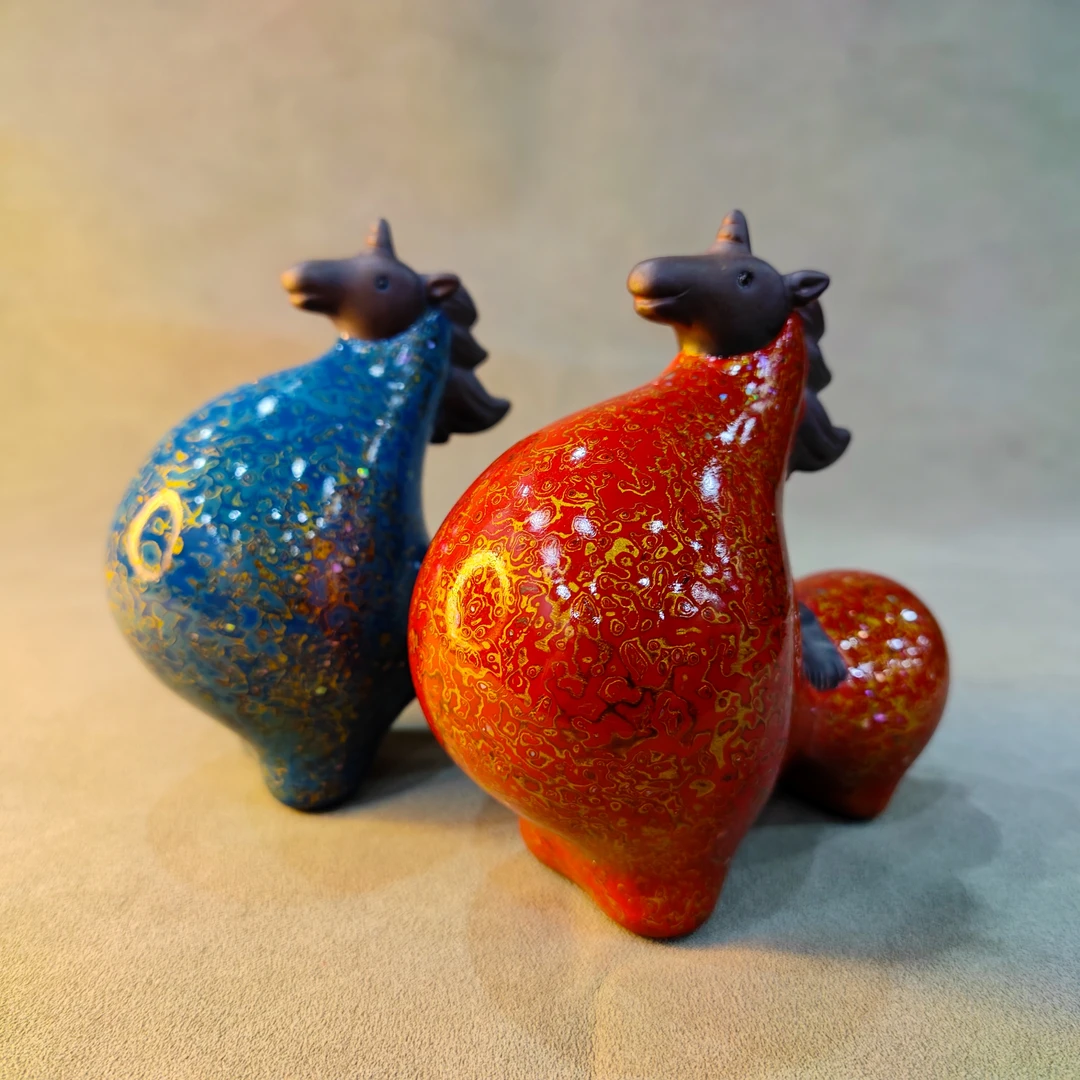 扬州漆器非遗手工犀皮漆工艺摆件一马当先大肚能容